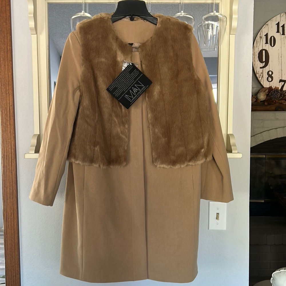 Iman 3 in 1 Luxe Coat w/ Couture Faux Fur Vest